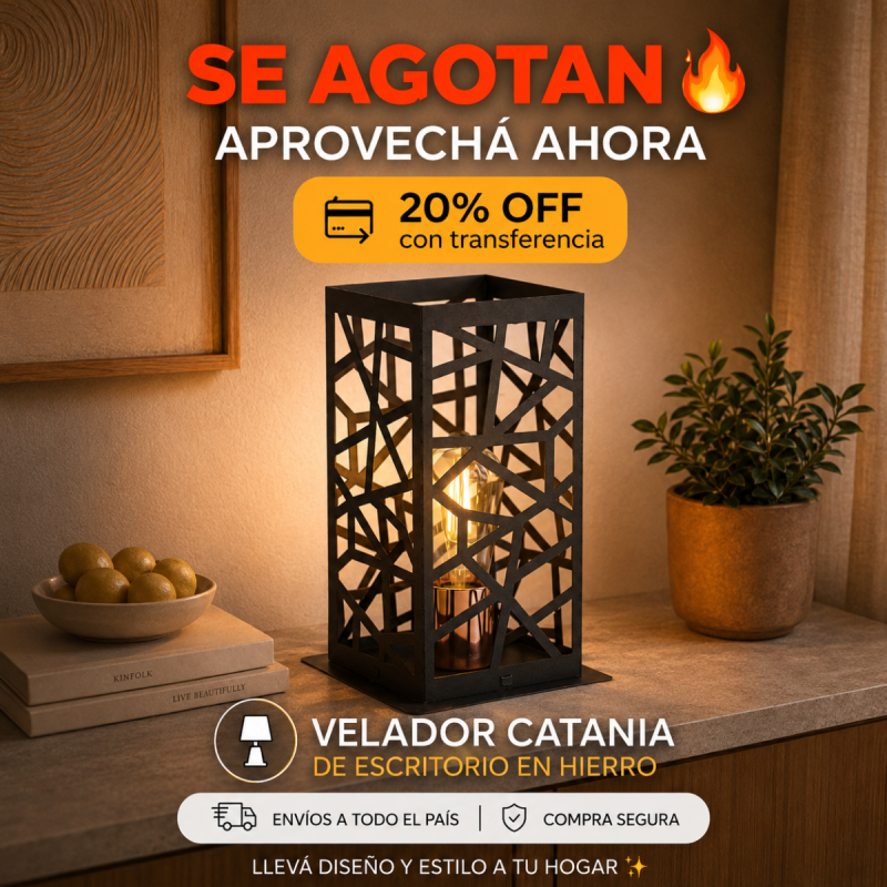 Velador de Escritorio CATANIA de Hierro – Diseño Industrial de 1 Luz
