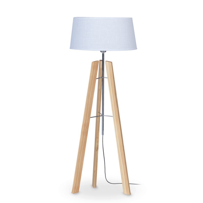 Lámpara de pie madera natural Con pantalla modelo millenial - 2