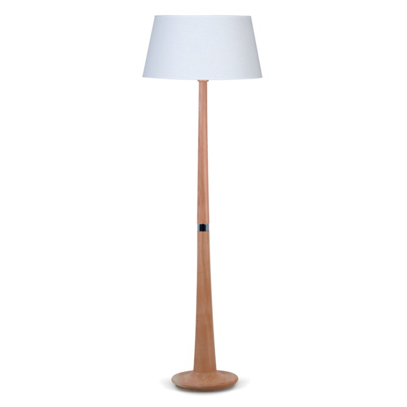 Lámpara de pie en madera de lenga mate con pantalla de lino - 2