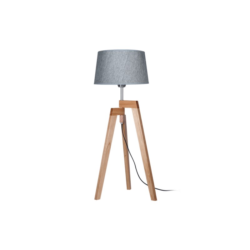 Lámpara de Mesa Plegable en Madera Paraíso con Pantalla de Arpillera