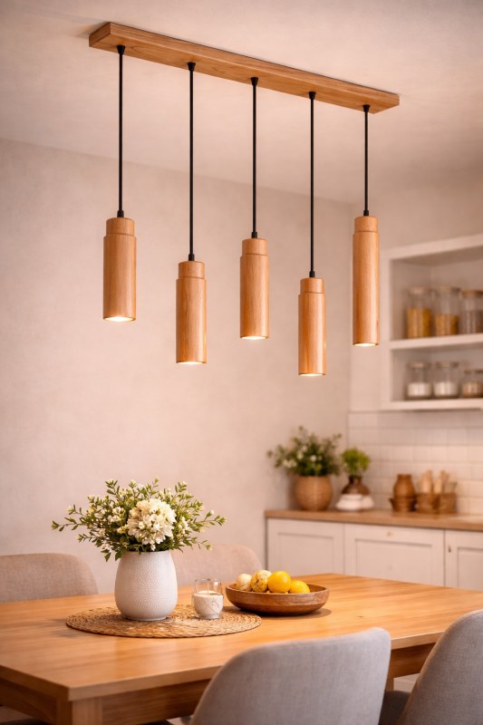 Lámpara de Techo Colgante de 5 Luces GU10 con Base de 80 cm