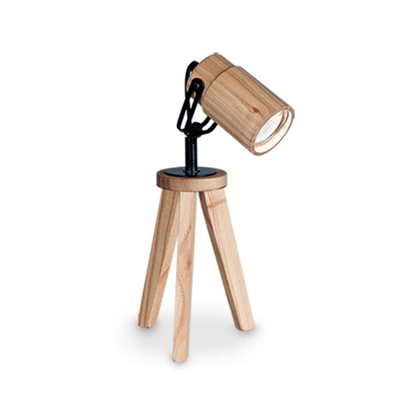 Velador Trípode en Madera Paraíso con Cabezal GU10 - Altura 33 cm