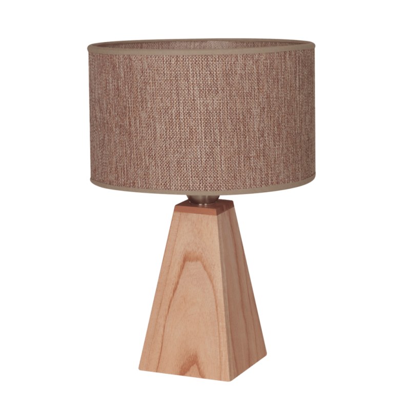 Lámpara de Mesa en Madera Paraíso con Pantalla de Arpillera Marrón