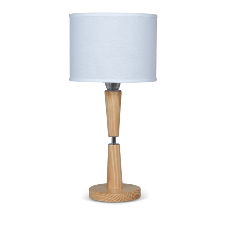 Velador de Madera con Diseño de Dos Mitades y Pantalla Blanca - 2