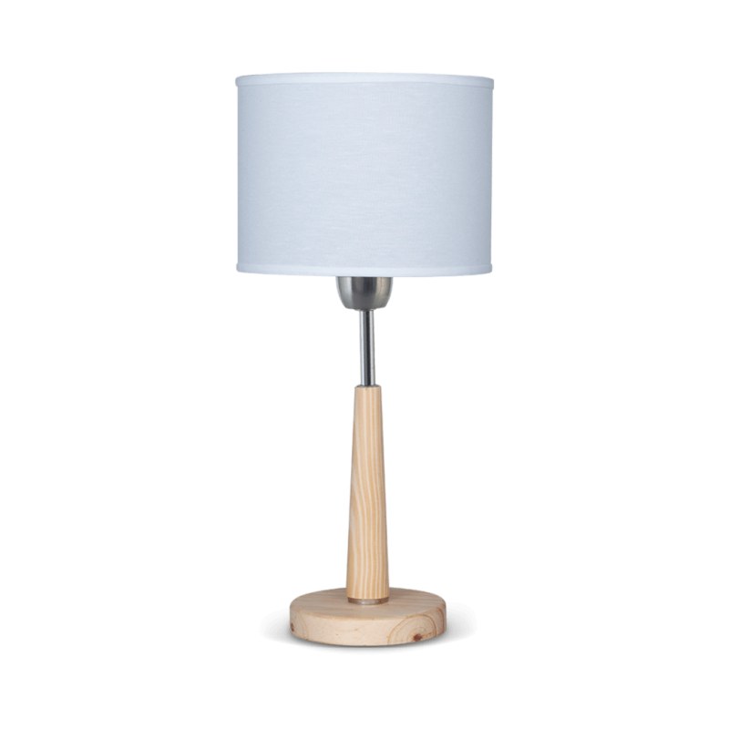 Velador madera con pantalla blanca - 2