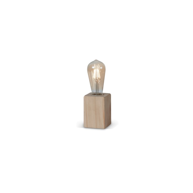 Velador cubo madera natural