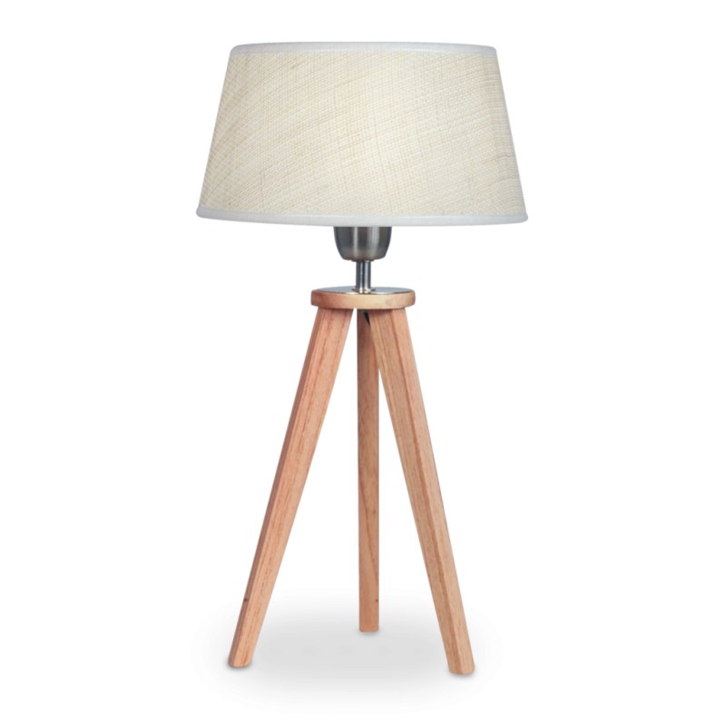 Lámpara de Mesa en Madera Paraíso con Pantalla de Arpillera - Calidez Artesanal y Diseño Natural