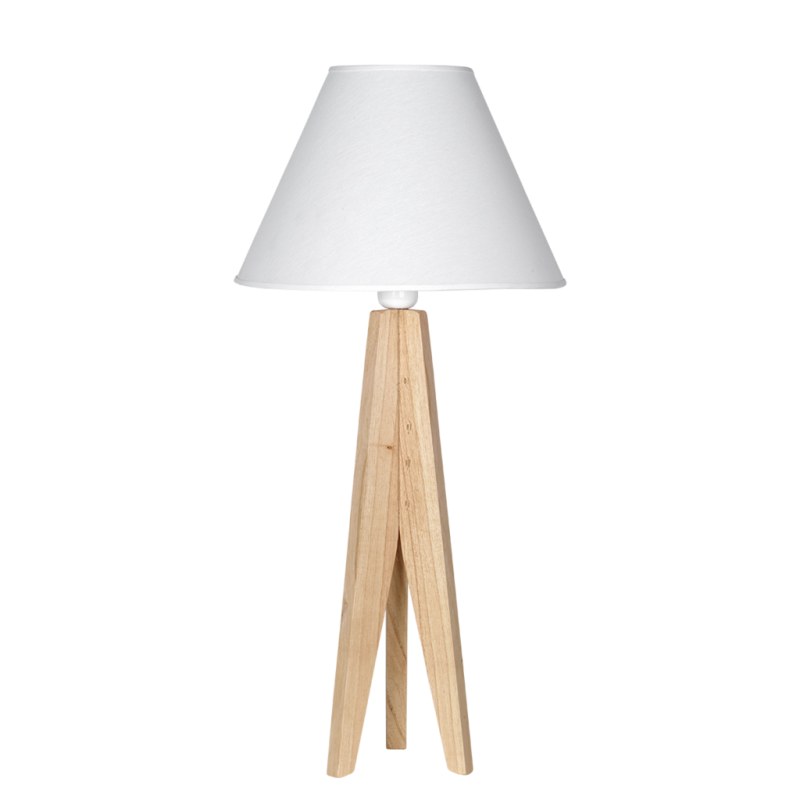 Lámpara de Mesa Trípode en Madera Paraíso con Pantalla de Lino - Diseño Escandinavo Atemporal
