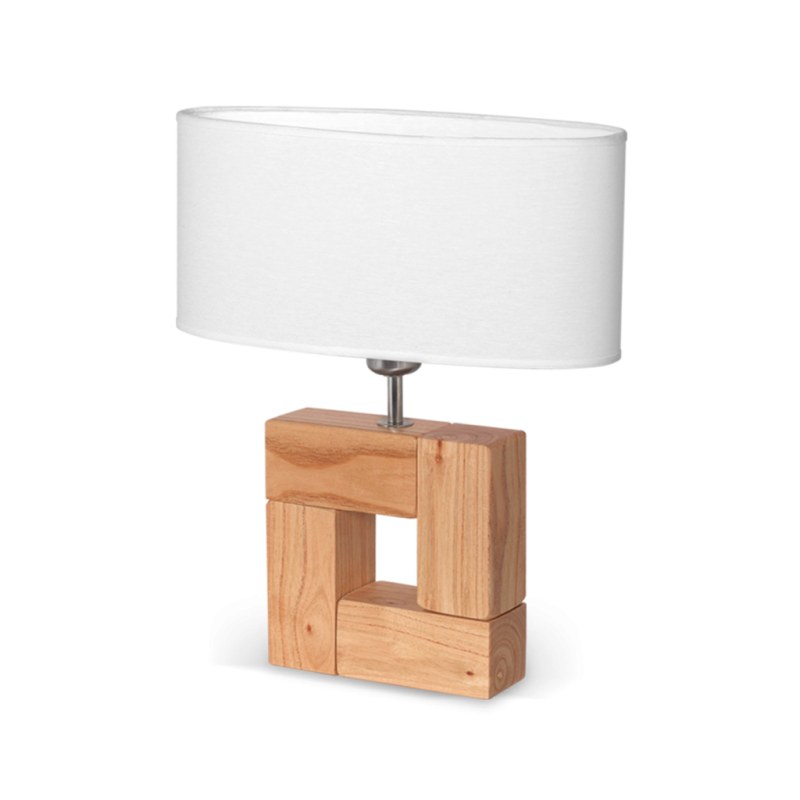 Lámpara de Mesa en Madera Paraíso con Pantalla de Lino Ovalada - Diseño Nórdico y Elegancia Natural