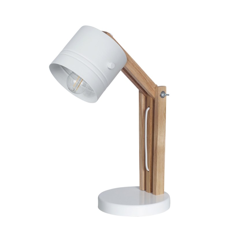 Lámpara de Escritorio Plegable en Madera con Cabezal Metálico - Diseño Funcional y Estético