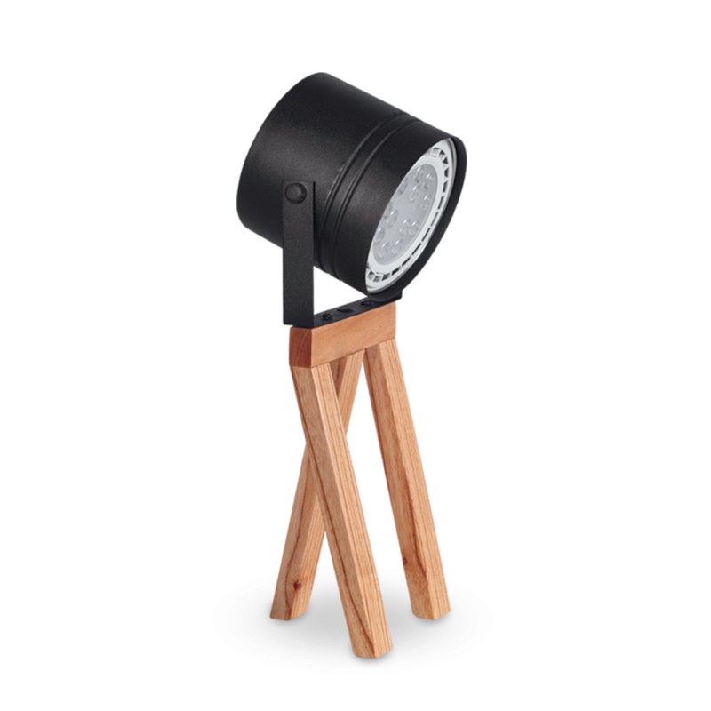 Lámpara de Mesa en Madera Paraíso con Cabezal de Chapa - Diseño Industrial Elegante