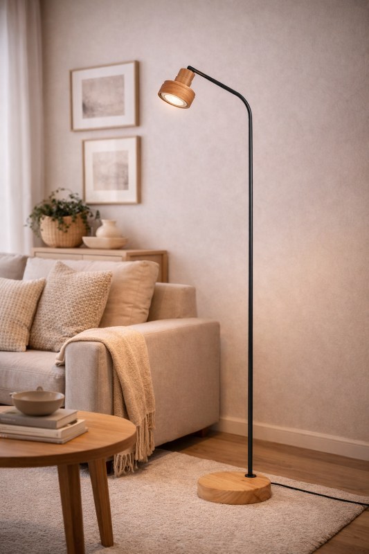 Lámpara de Pie de Madera Paraíso con Cabezal Orientable para AR111 | Diseño Moderno 163 cm