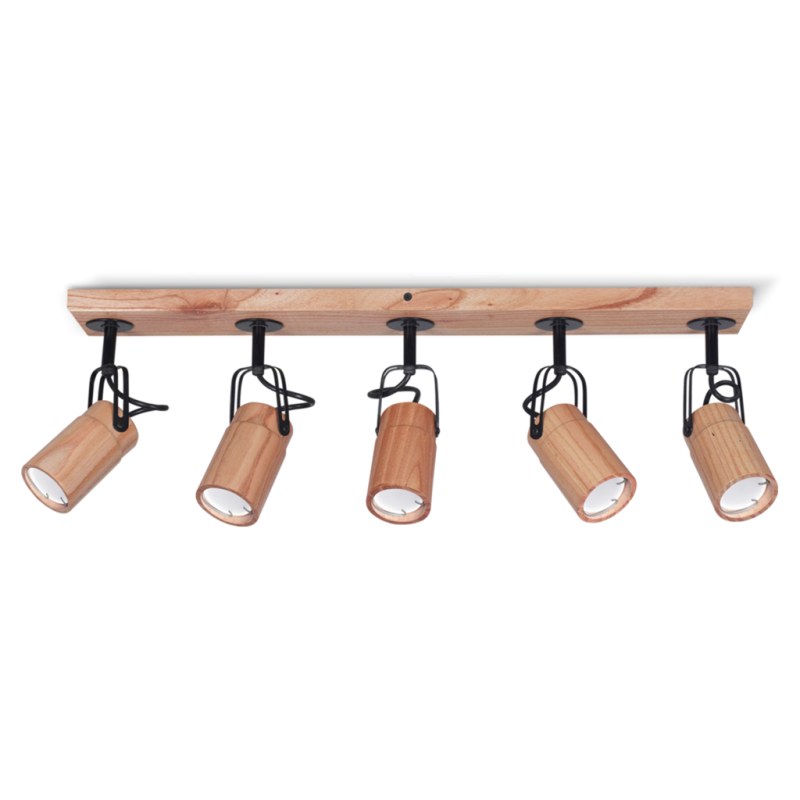 Aplique Tabla de 5 luces en madera paraíso mate