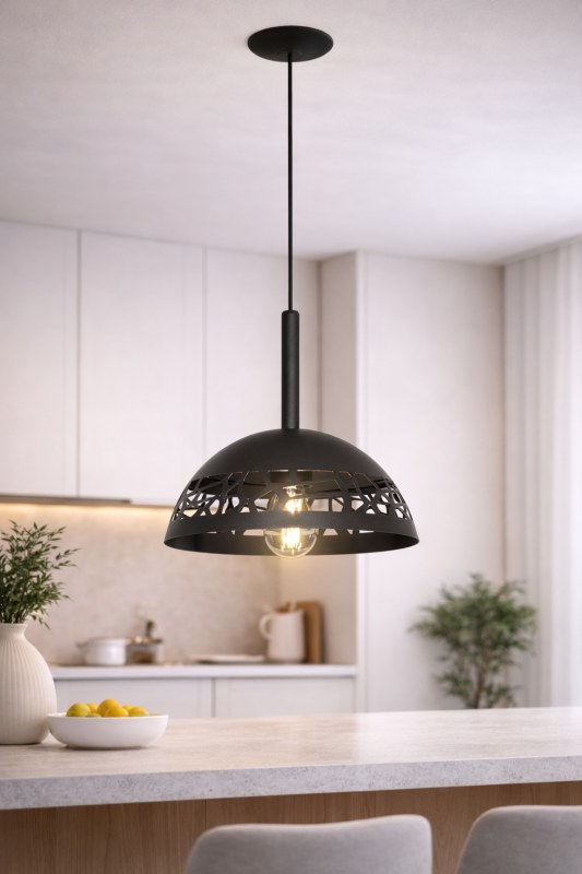 Lámpara de techo Colgante "TREVISO "de chapa (Ø 290mm x Al:125mm)