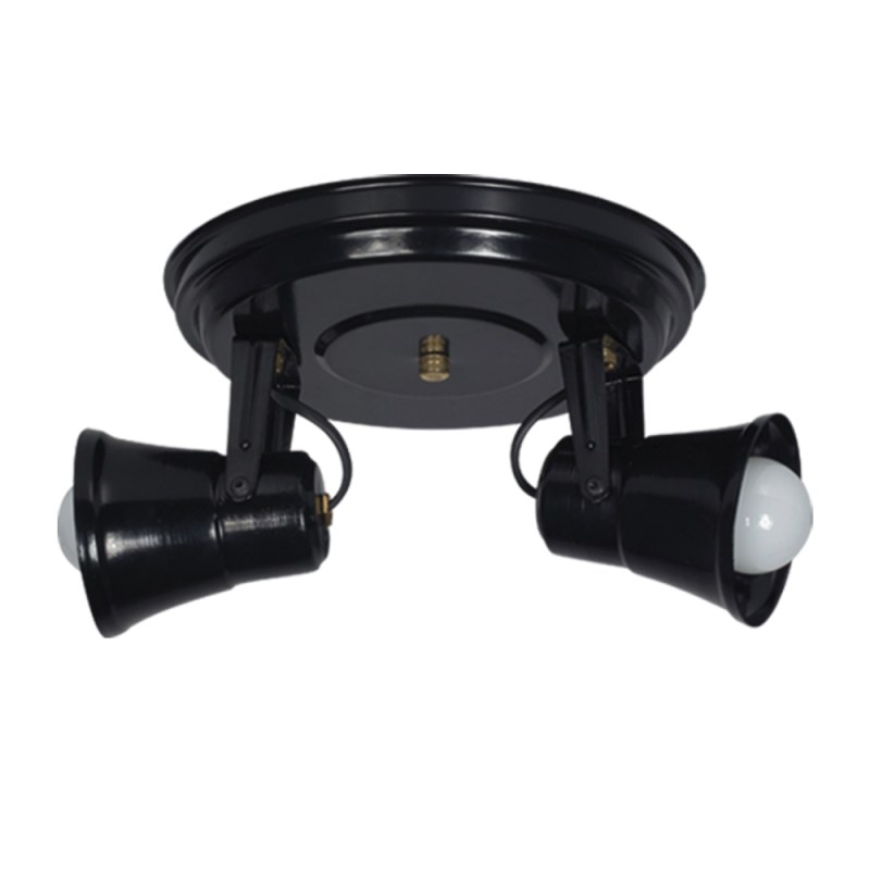 Spot Redondo de 2 Luces con Capuchón de Chapa Curvo - E27