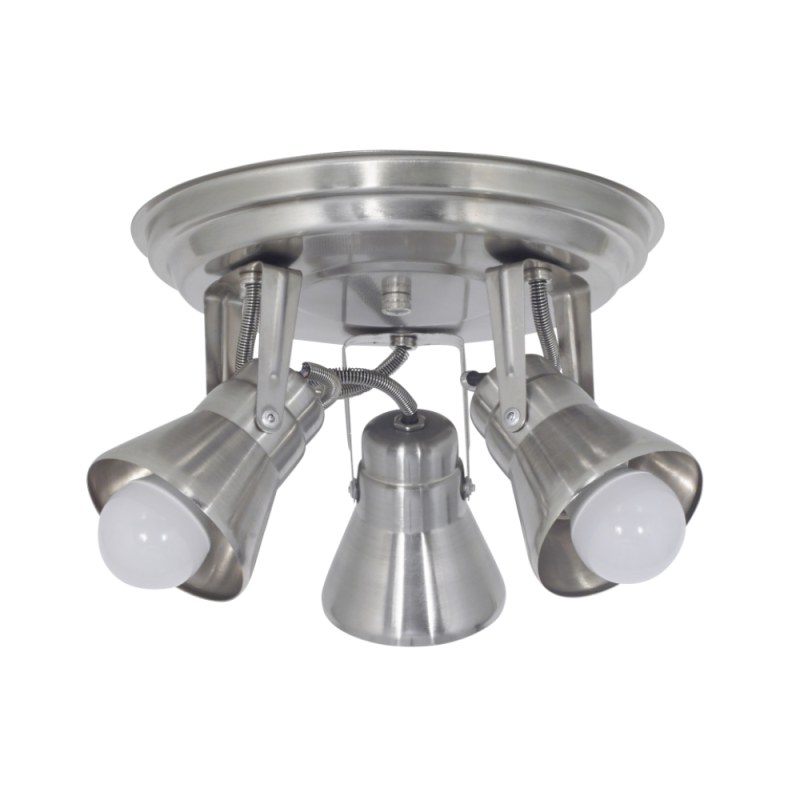 Plafón Spot Redondo con Capuchón de Chapa Recto - 3 Luces E27