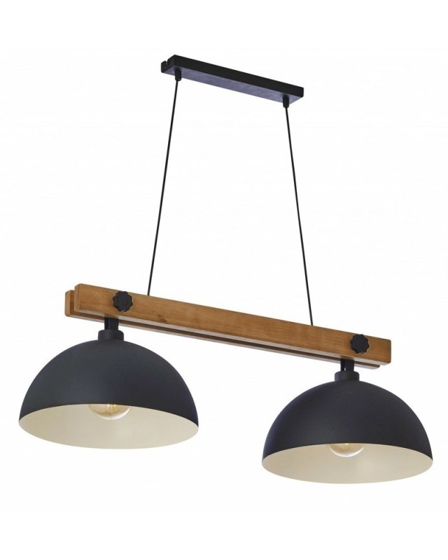 Lámpara de Techo Colgante de 2 Luces en Madera y Metal para E27 - 70cm de Elegancia y Modernidad - 2