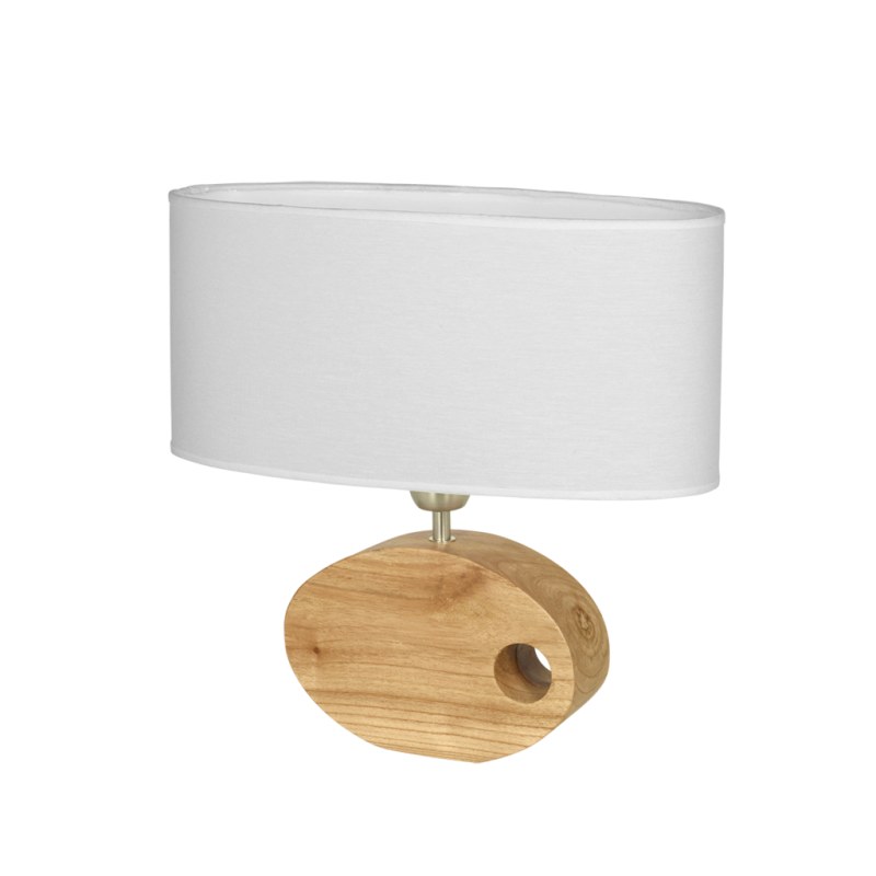 Velador OVAL 1 Luz con Pantalla Ovalada - Madera Paraíso | Lámpara E27