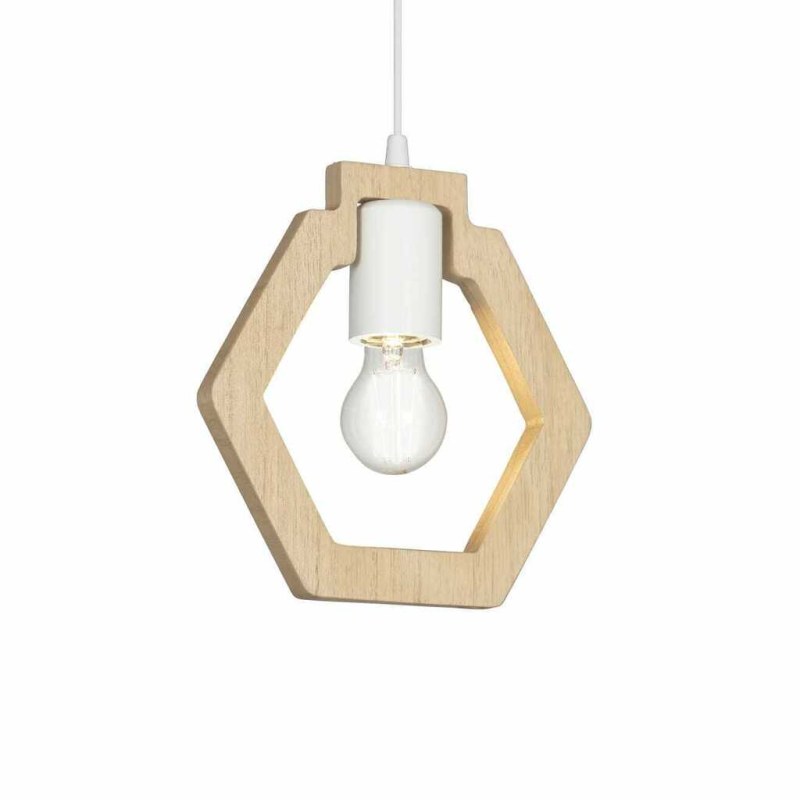 Colgante Pentágono Kiri Natural - Diseño Geométrico 24x24 cm en Blanco o Negro