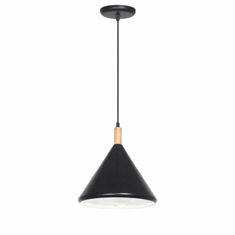 Colgante CONO de Metal y Madera - 27 cm de Diámetro x 30 cm de Alto