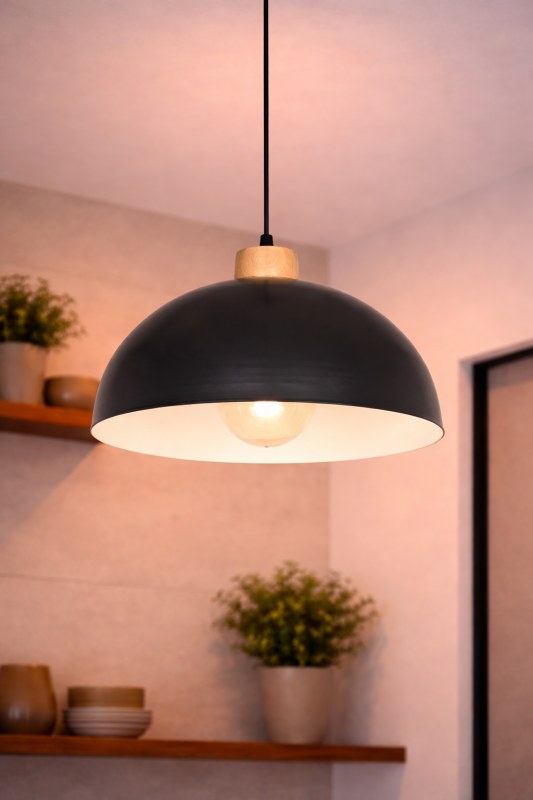 Colgante ESFERA de Metal y Madera - 40 cm de Diámetro x 25 cm de Alto