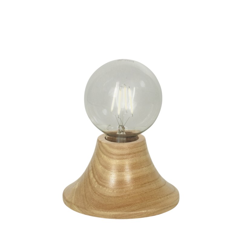 Velador V2 de Madera Paraíso con Base Torneada - 14 cm de Alto | Rosca E27 - 2