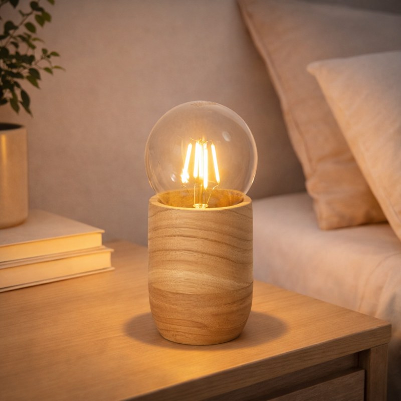 Velador V3 de Madera Paraíso Cilíndrico - 10 cm x 12,5 cm | Apto Lámpara E27