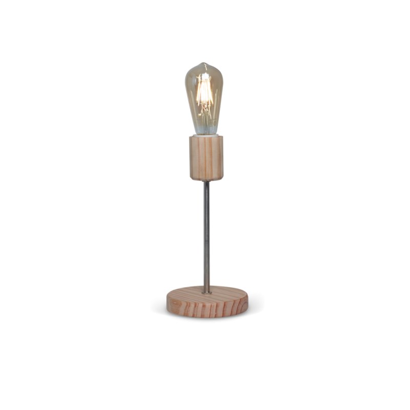 Velador N3 de Madera Natural - Altura 25 cm | Apto Lámpara E27