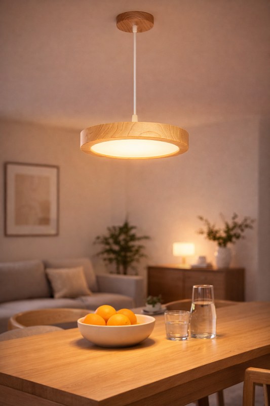 Lámpara Colgante LED 24W en Madera Paraíso Ø33 cm Luz Fría o Cálida