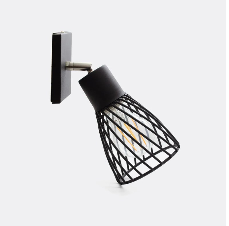 Aplique de Pared Spot Mali 1 Luz Largo | Diseño Industrial con Tulipa de Alambre