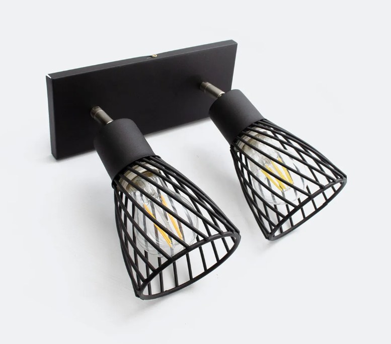 Spot Mali 2 Luces Largo | Aplique de Pared Industrial con Tulipas de Alambre