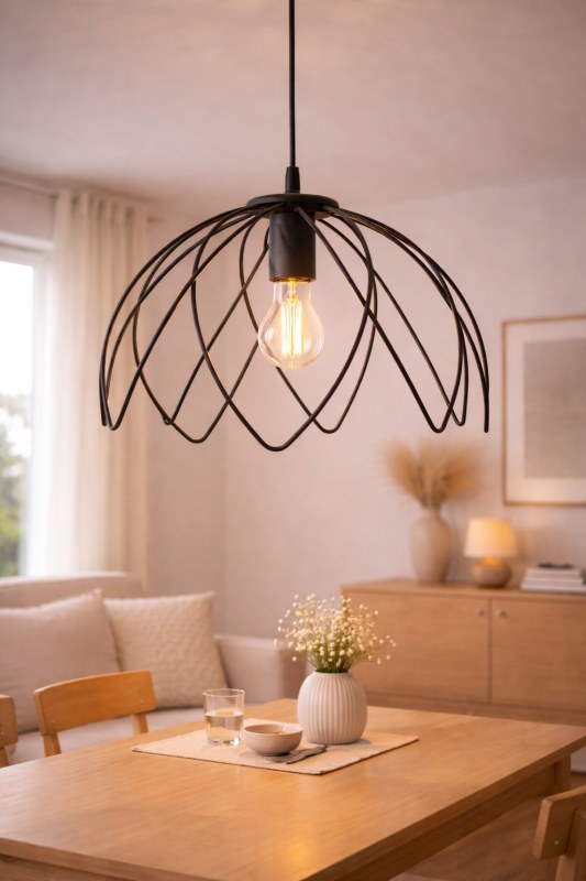 Lámpara Colgante Di Garda Negra o Cobre con Cable | Jaula Decorativa Industrial - UBID