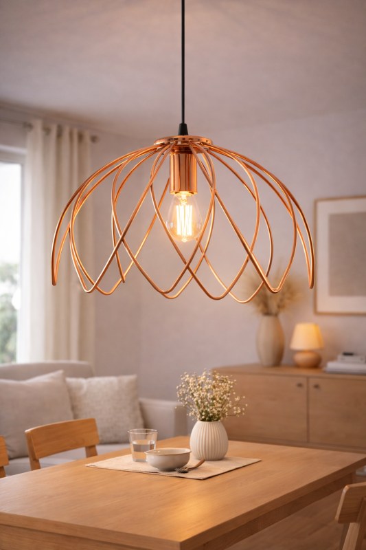 Lámpara Colgante Di Garda Negra o Cobre con Cable | Jaula Decorativa Industrial - UBID - 2