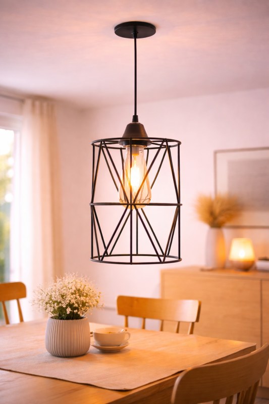 Lámpara Colgante Jaula Saori | Diseño Industrial en Negro, Blanco o Cobre - UBID