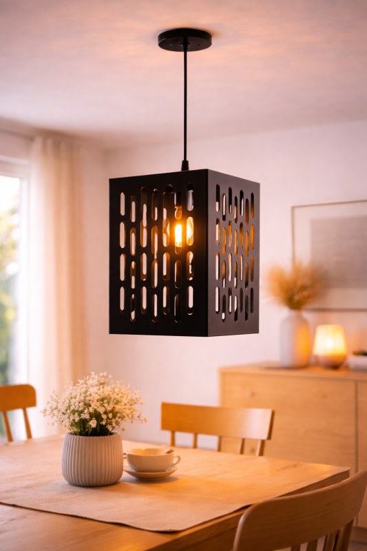 Lámpara Colgante Soho Round de chapa negra Ø20cm - Diseño moderno con portalámparas cerámico E27