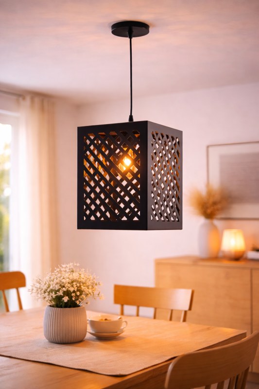 Lámpara Colgante Soho Diagon Texturado Negro E27 Cerámico - UBID Iluminación