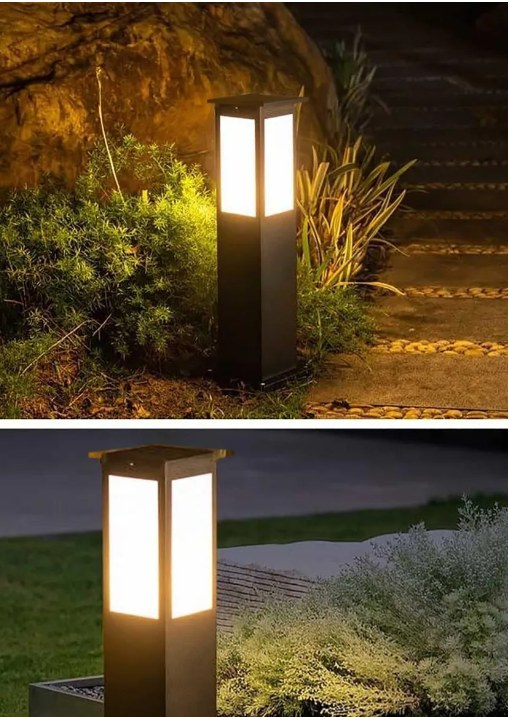 Farol Piso Deck Ferrolux 1060 60cm Chapa Metálica Apto Led para Jardin