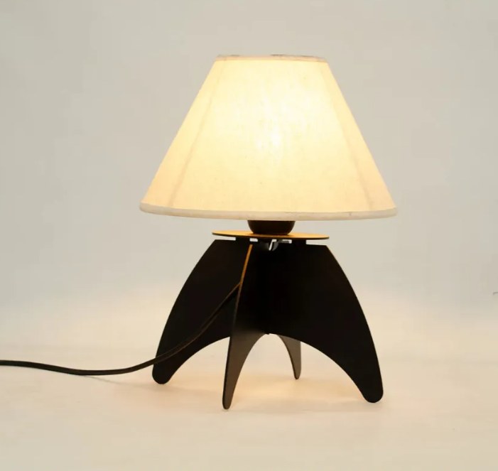 Velador Ofelia Trípode Industrial Con Pantalla Lienzo E27 Negro Beige - 2