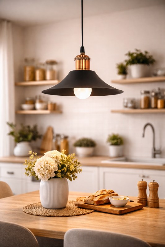 Lámpara Colgante PADUA 1 Luz E27 Ø22 cm Metal Negro | Colgante de Techo Moderno