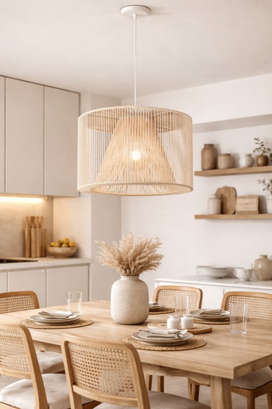 Lámpara Colgante Bruma de Hilo Natural Ø45cm | Colgante Decorativo para E27
