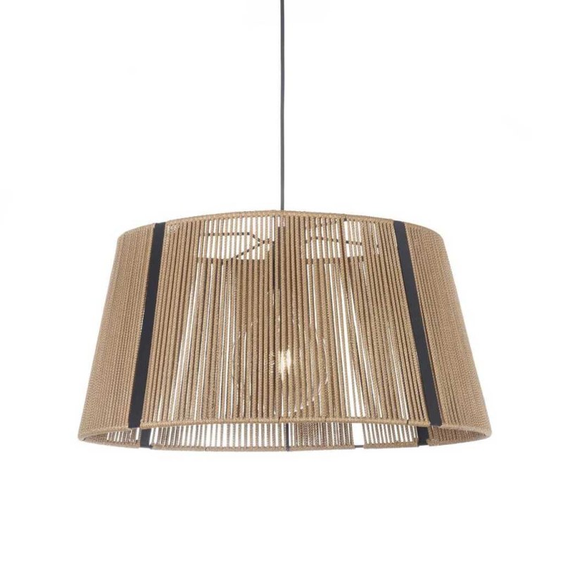 Lámpara Colgante Butan de Hilo Natural 50cm | Pantalla Tejida con Detalles en Metal Negro - 2