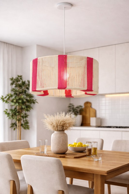 Lámpara Colgante Arte de Hilo Natural 35cm | Colgante Decorativo en Dos Tonos E27
