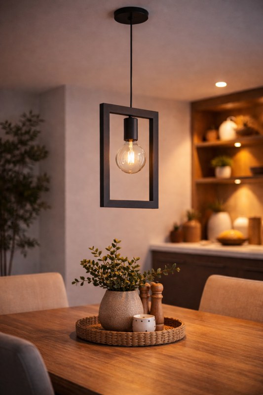 Lámpara Colgante CARTAGENA E27 Negra 46 cm | Colgante Industrial Moderno