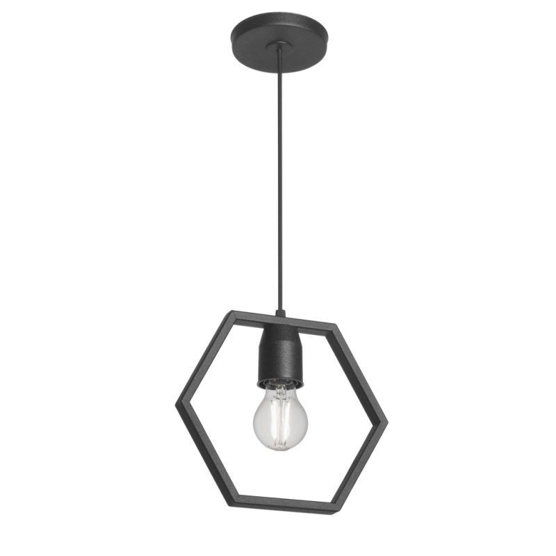 Lámpara Colgante TARENTO E27 Negra | Colgante Hexagonal Industrial Moderno - 2