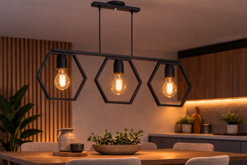 Lámpara Colgante TARENTO 3 Luces E27 Negra | Colgante Industrial Moderno
