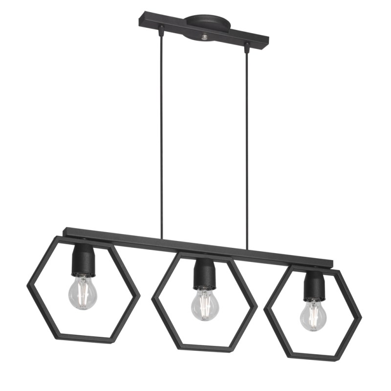 Lámpara Colgante TARENTO 3 Luces E27 Negra | Colgante Industrial Moderno - 2