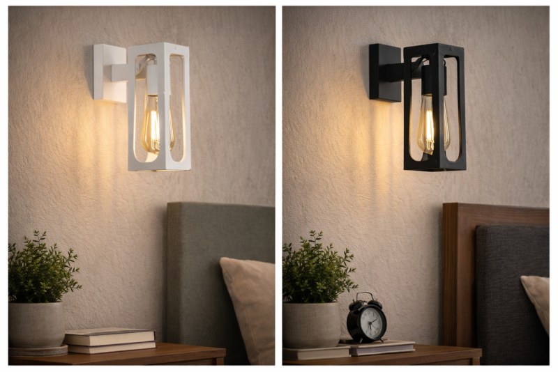 Aplique de Pared Fano E27 Negro o Blanco | Lámpara de Pared Moderna Industrial