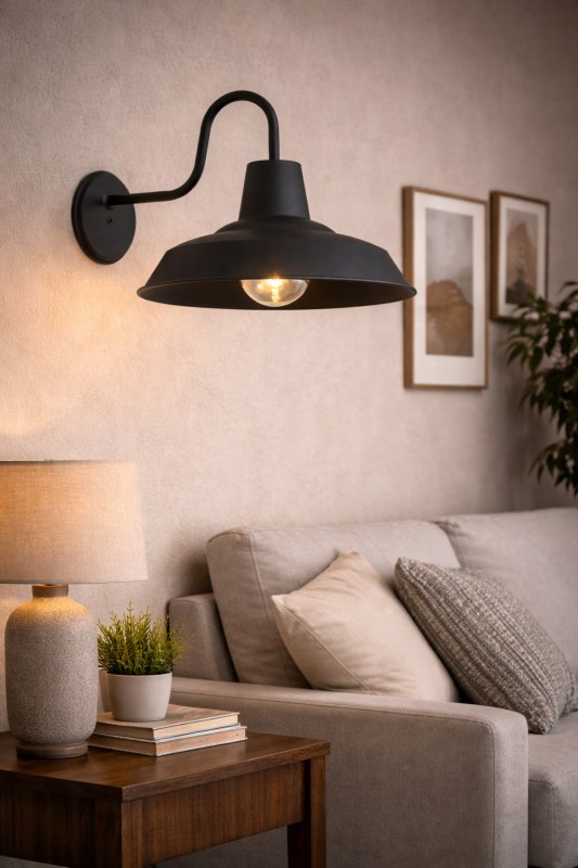 Aplique de Pared Badajoz E27 Negro | Lámpara de Pared Moderna Industrial