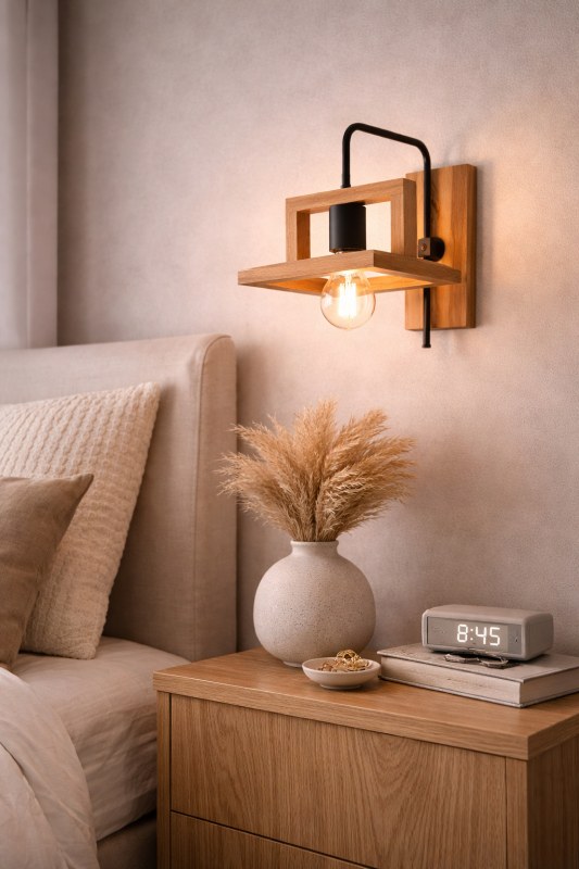 Aplique de Pared 1 Luz Madera Paraíso y Metal E27 Moderno Blanco o Negro