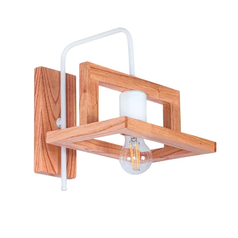 Aplique de Pared 1 Luz Madera Paraíso y Metal E27 Moderno Blanco o Negro - 3